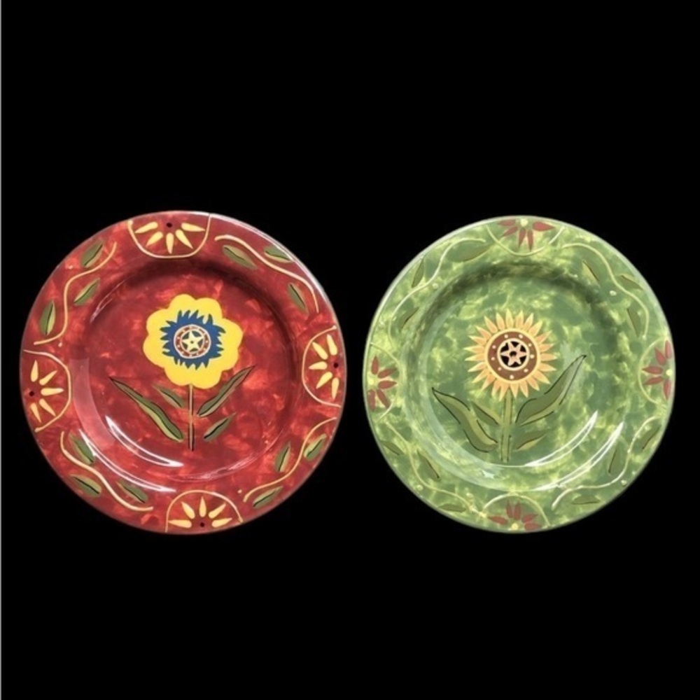 2 Certified International Susan Winget Savannah Flower 8 5/8” Salad Plates EUC
